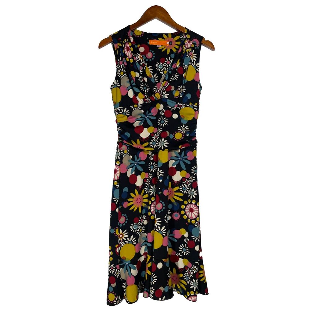 Vintage 90s Y2K Cynthia Steffe Floral Fit & Flare Dress Colorful Retro Medium